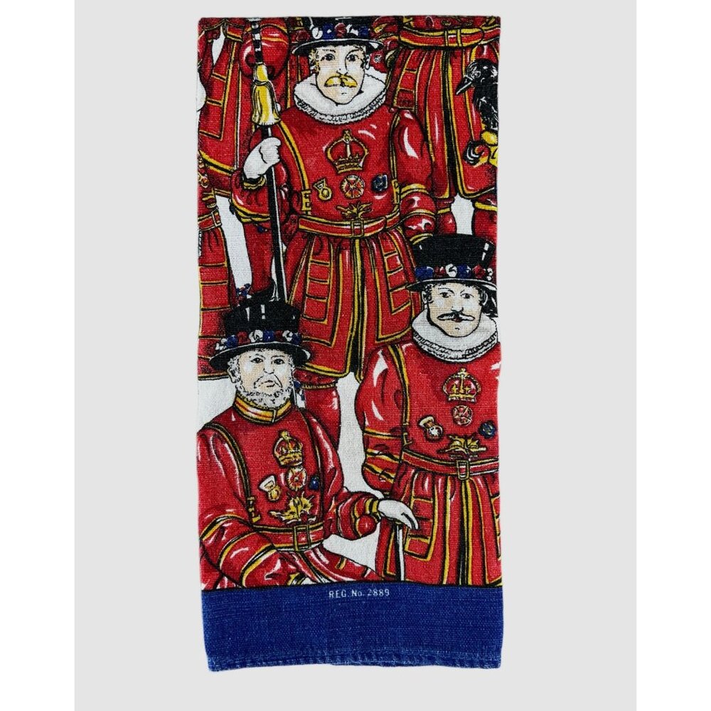 Irish Guards Dish Tea Towel Vintage 2889 Red Blue White Linen Cotton Blend - Picture 7 of 8
